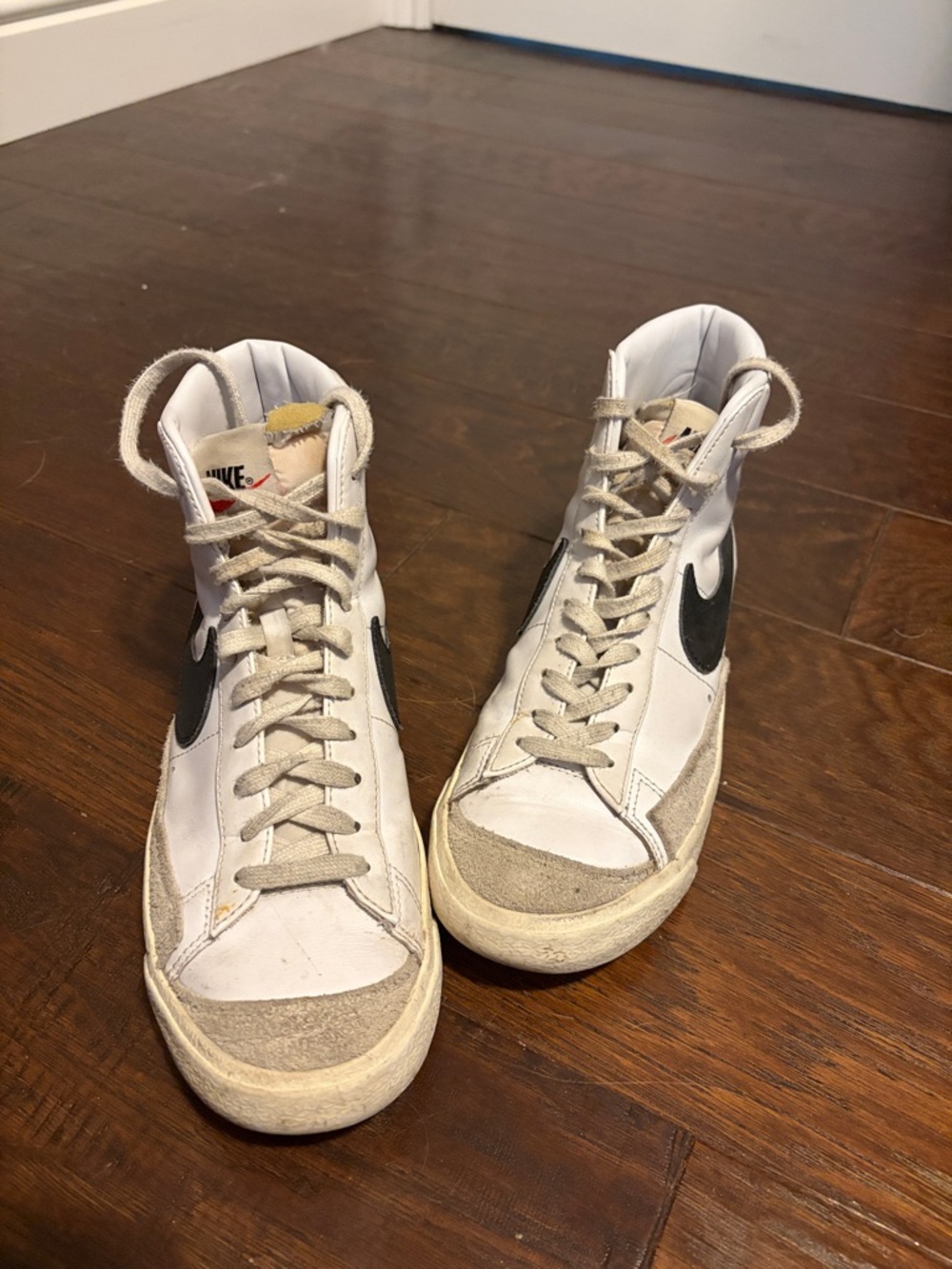 Nike White and Black High-Top Blazers